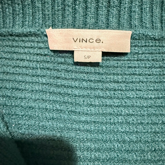Vince Deep Green Cozy V-Neck Ribbed Sweater - Picture 3 of 7